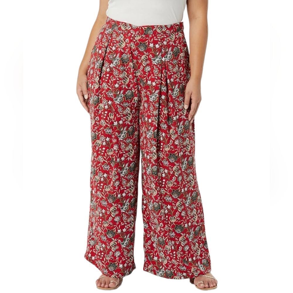 Making the Cut Women's Standard Wide Leg Side Zip Pants Floral Print NWT